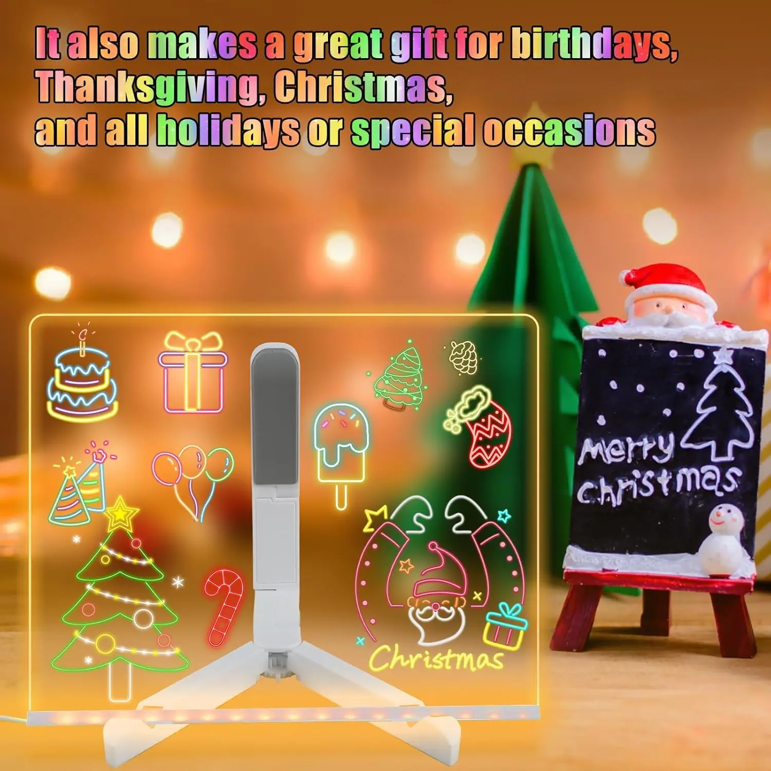 LED Kids Message Board – Colorful DIY Acrylic Drawing Board with 7 Pens Gift - Image 2