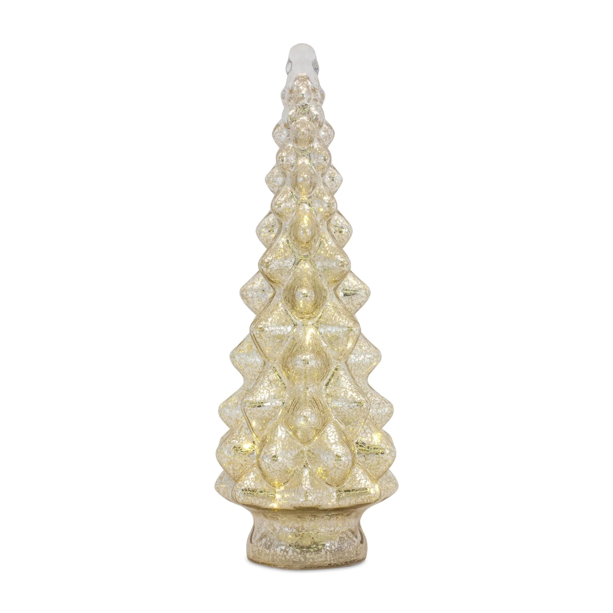 LED Lighted Mercury Glass Holiday Tree Decor (Set of 3) - Image 2