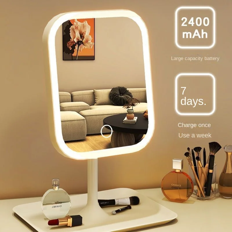 LED Makeup Vanity Mirror with 3 Color Lights – Touch Control for Bedroom & Desk - Image 2