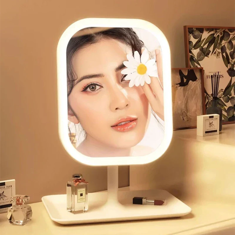 LED Makeup Vanity Mirror with 3 Color Lights – Touch Control for Bedroom & Desk - Image 3