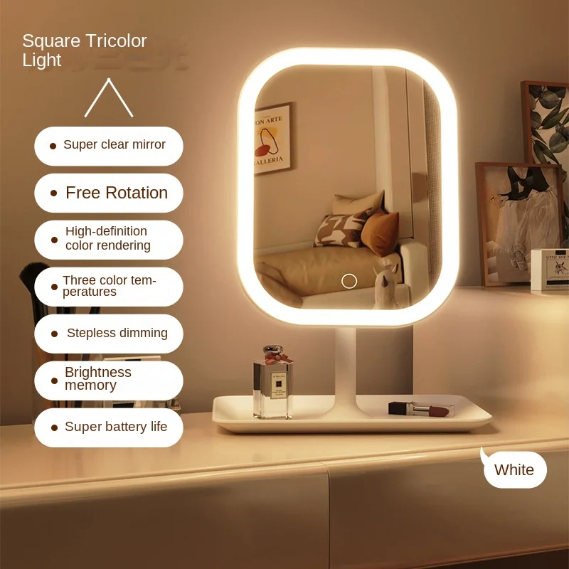 LED Makeup Vanity Mirror with 3 Color Lights – Touch Control for Bedroom & Desk - Image 5