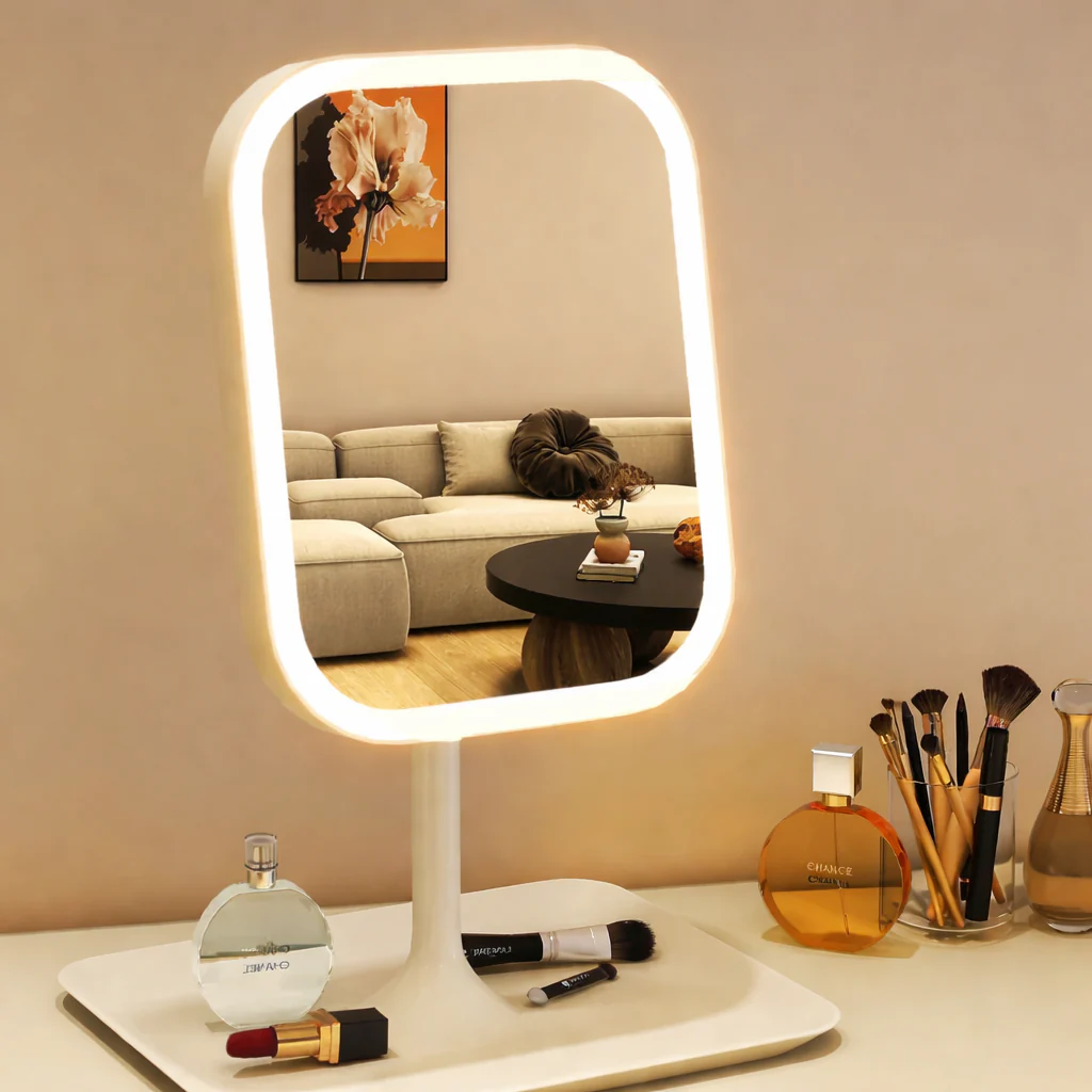 LED Makeup Vanity Mirror with 3 Color Lights – Touch Control for Bedroom & Desk - Image 6