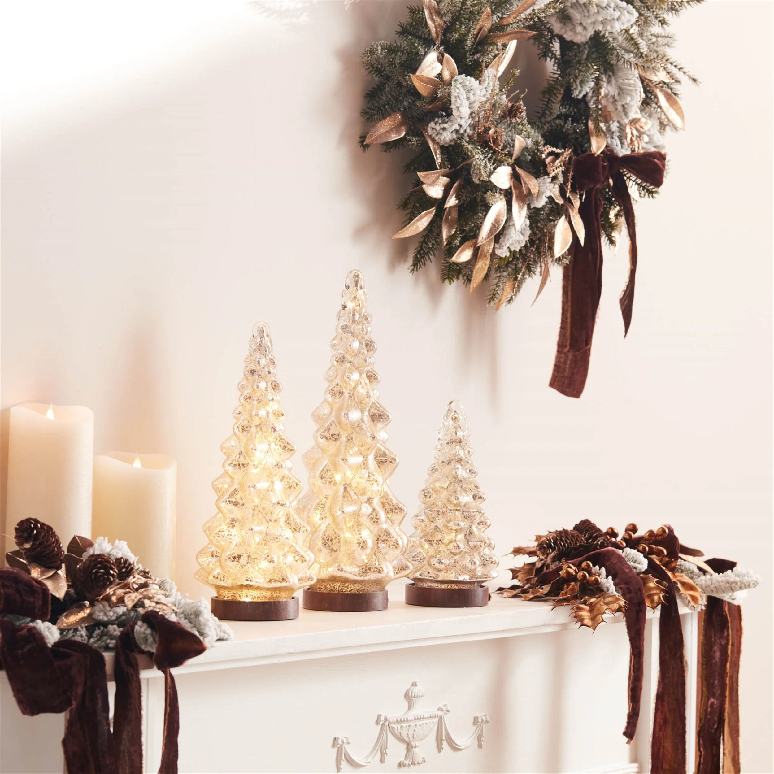 Led mercury glass pine tree (set of 3) - Image 2