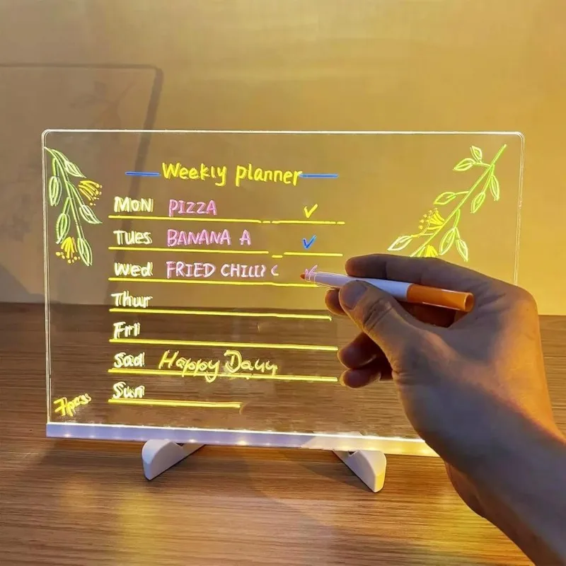 LED Message Board for Kids – Colorful DIY Acrylic Drawing Board with 7 Pens - Image 4
