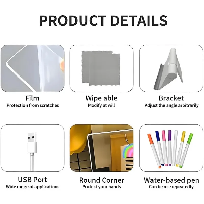 LED Message Board for Kids – Colorful DIY Acrylic Drawing Board with 7 Pens - Image 5