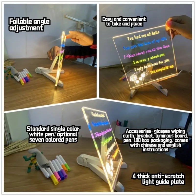 LED Message Board for Kids – Colorful DIY Acrylic Drawing Board with 7 Pens - Image 6