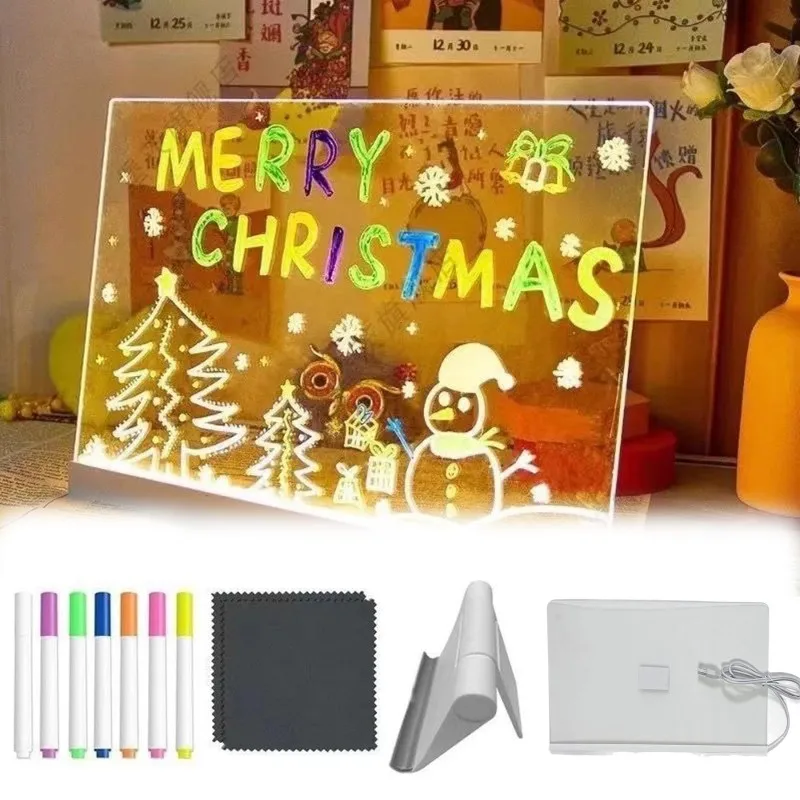 LED Message Board for Kids – Colorful DIY Acrylic Drawing Board with 7 Pens - Image 7