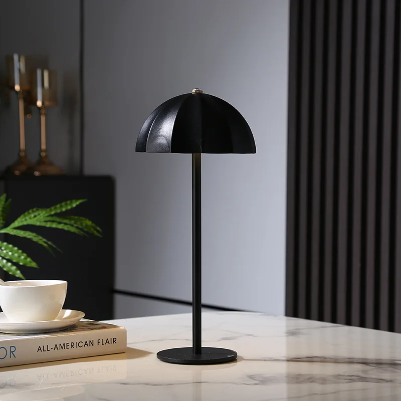 LED Metal Table Lamp Rechargeable Touch Dimmable Desk Lamp Umbrella Shade - Image 2