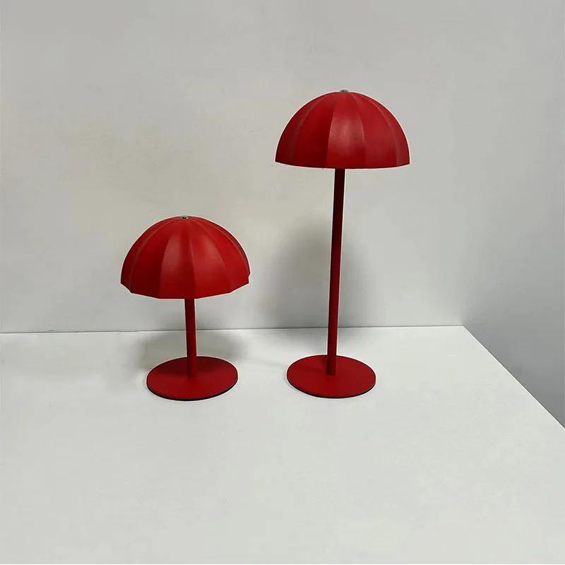 LED Metal Table Lamp Rechargeable Touch Dimmable Desk Lamp Umbrella Shade - Image 4