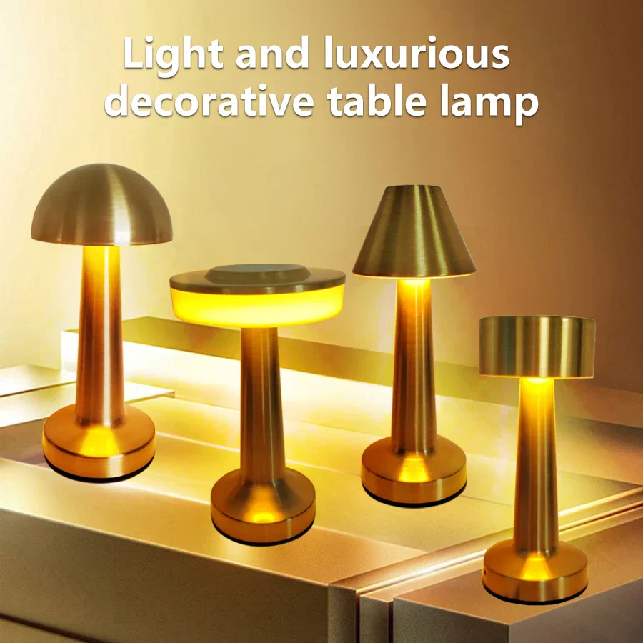 LED Metal Touch Table Lamp Rechargeable Night Light for Bar Coffee Table Decor - Image 2