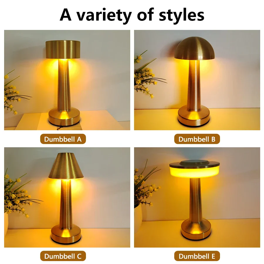 LED Metal Touch Table Lamp Rechargeable Night Light for Bar Coffee Table Decor - Image 5