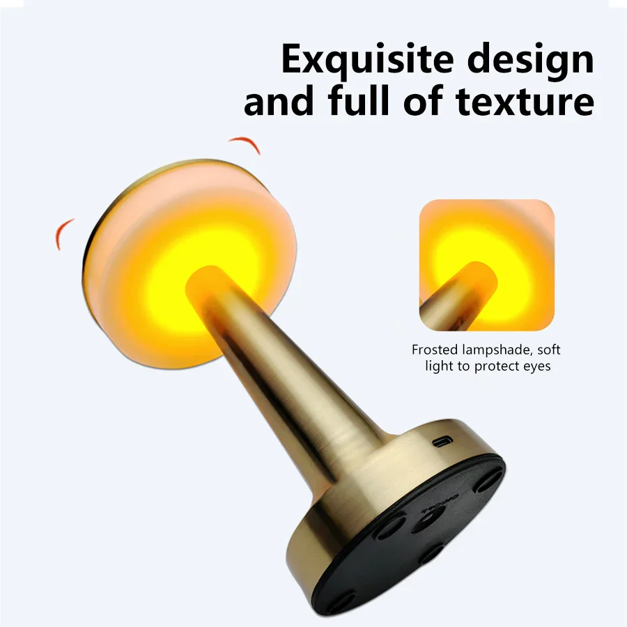 LED Metal Touch Table Lamp Rechargeable Night Light for Bar Coffee Table Decor - Image 7