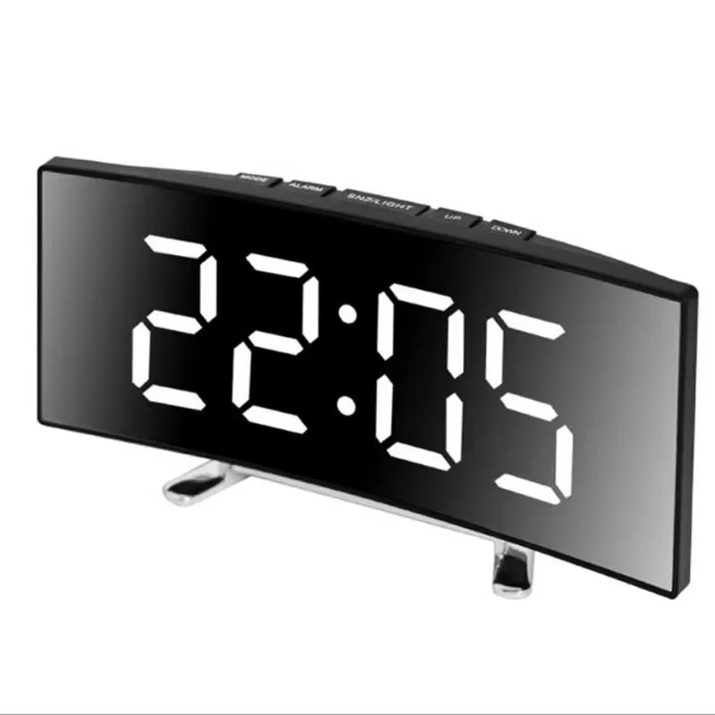 LED Mirror Alarm Clock Large Curved Digital Desktop Smart Silent Living Room - Image 8