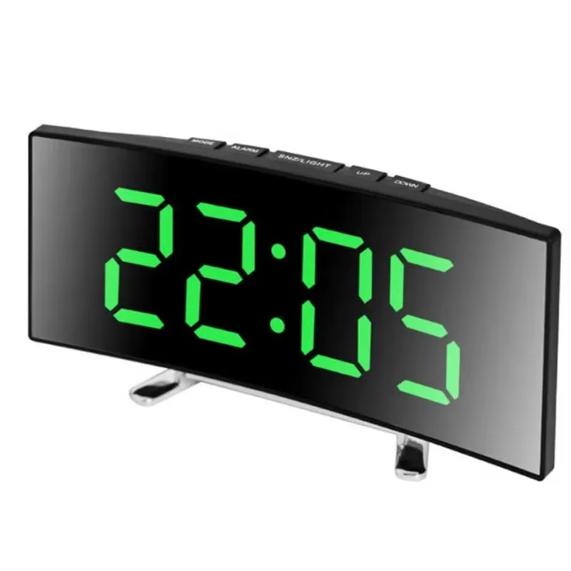 LED Mirror Alarm Clock Large Curved Digital Desktop Smart Silent Living Room - Image 9