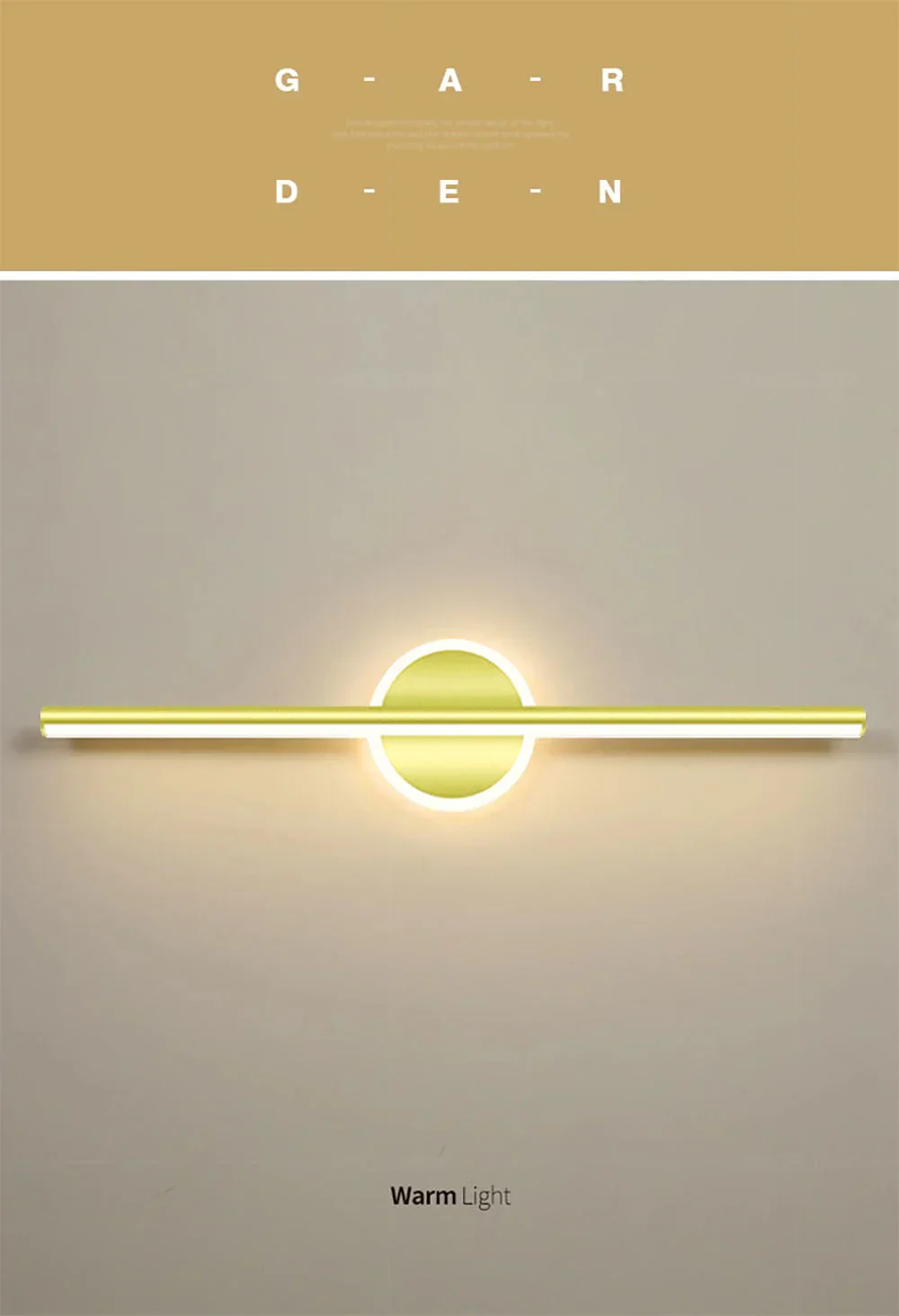 LED Mirror Front Wall Light – 40/60cm Gold Black Indoor Lamp for Bathroom & Bedroom - Image 10