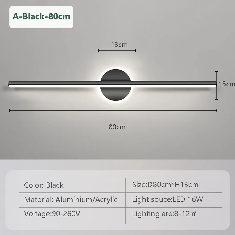 LED Mirror Front Wall Light – 40/60cm Gold Black Indoor Lamp for Bathroom & Bedroom - Image 15