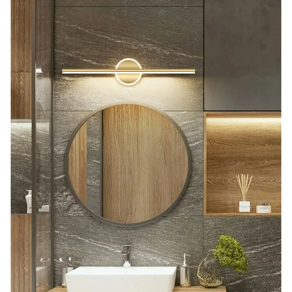 LED Mirror Front Wall Light – 40/60cm Gold Black Indoor Lamp for Bathroom & Bedroom - Image 4