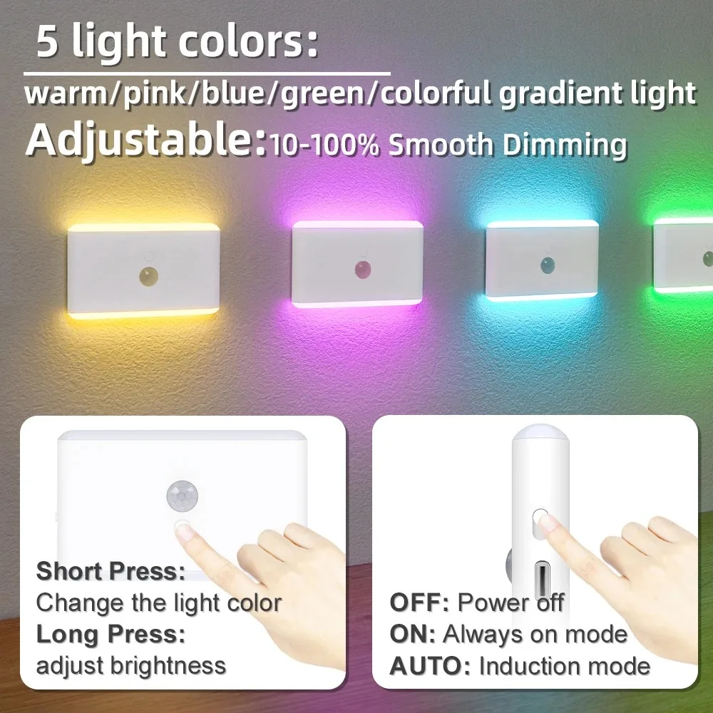 LED Motion Sensor Night Light Dimmable Battery Stair Cabinet Light for Bedroom - Image 3