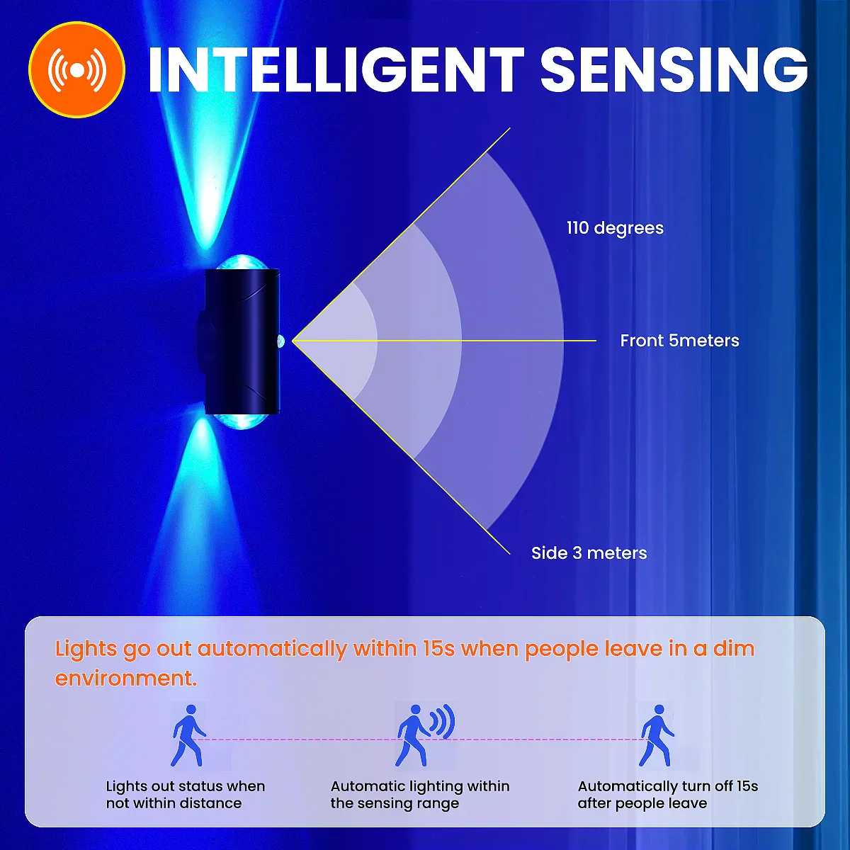 LED Motion Sensor Wall Light Rechargeable Cordless Up Down Lighting Indoor - Image 3