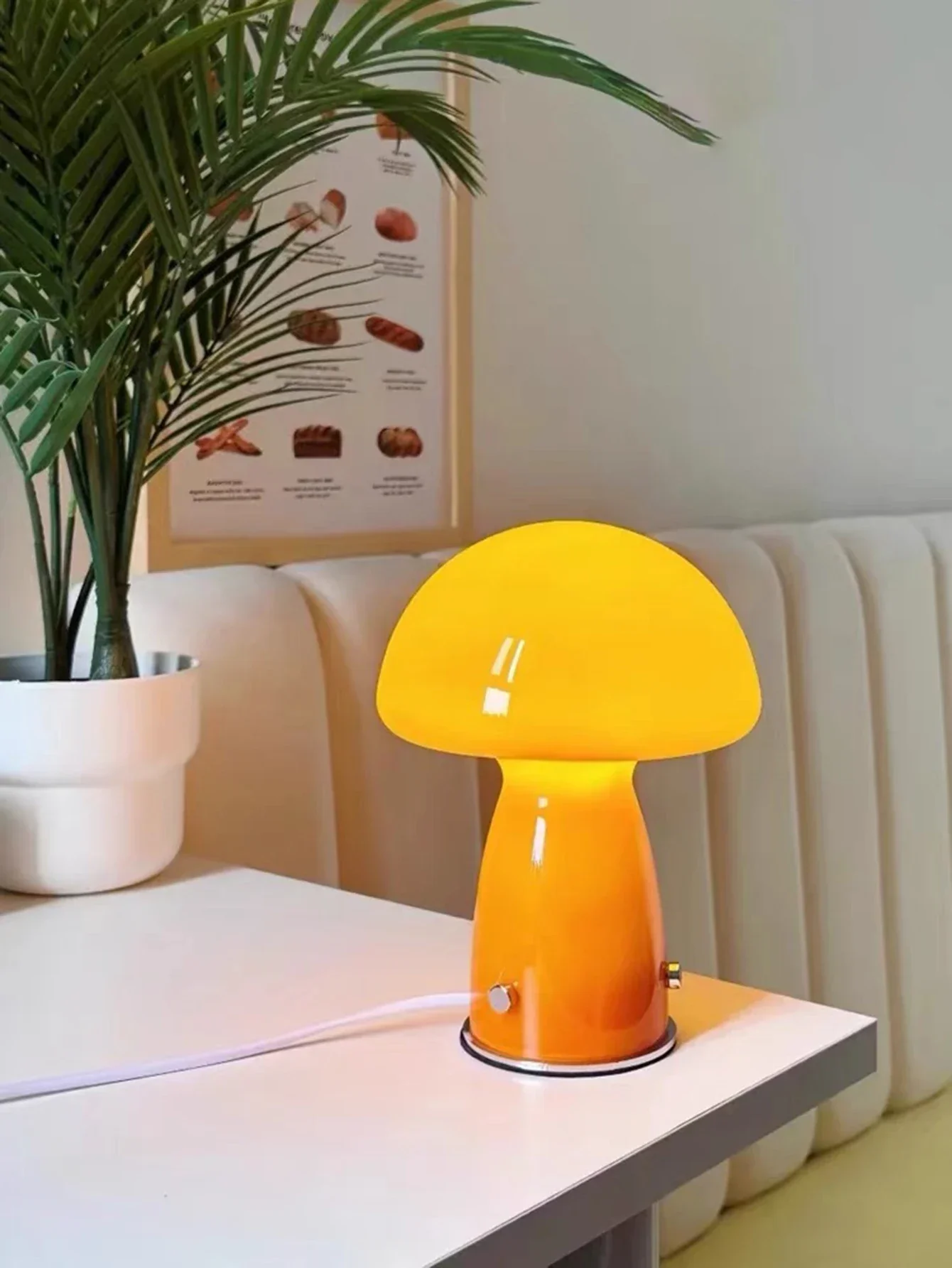 LED Mushroom Table Lamp USB Tri Color Ambient Light Bedside Dining Camping Decor - Image 2