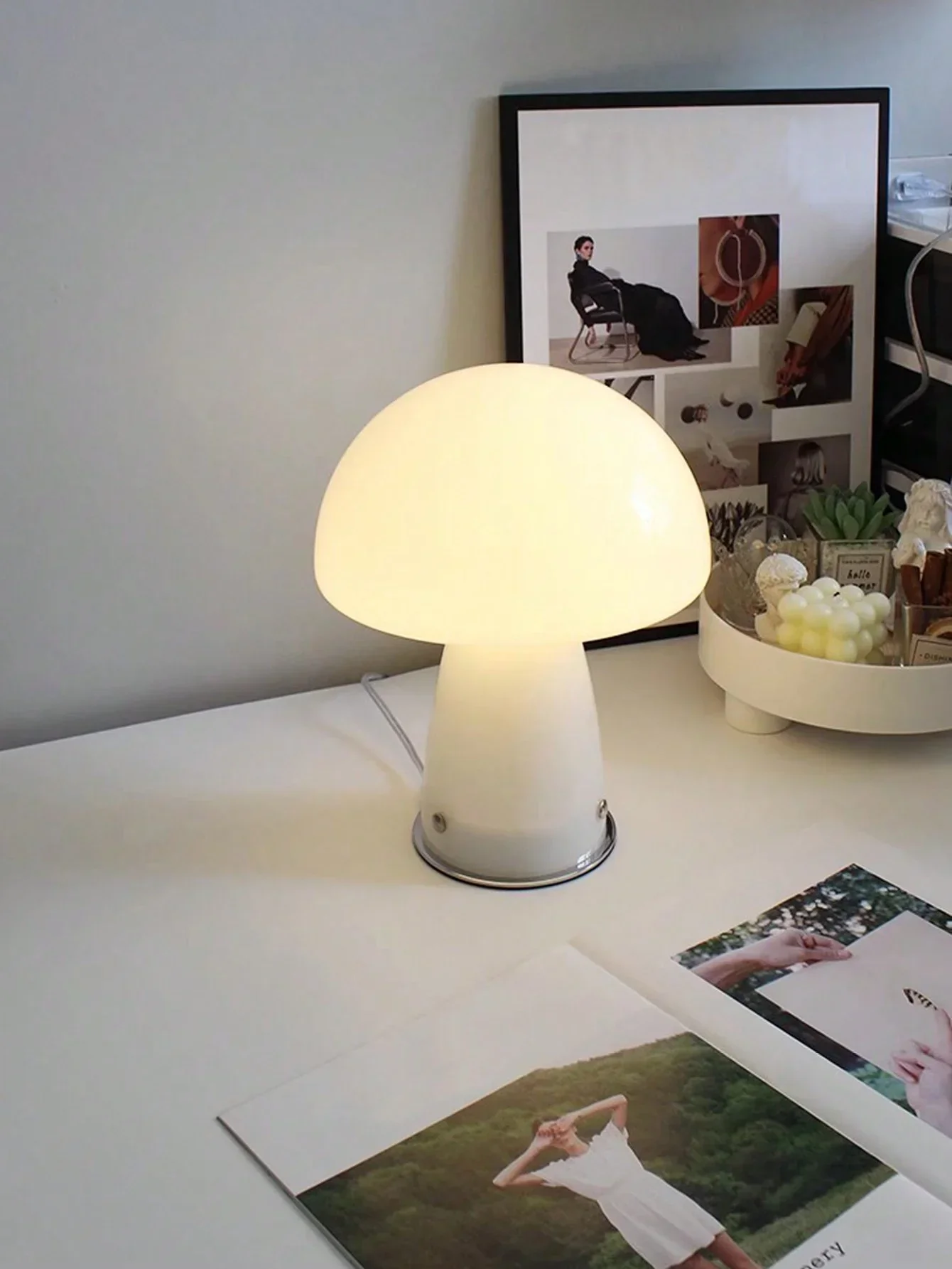 LED Mushroom Table Lamp USB Tri Color Ambient Light Bedside Dining Camping Decor - Image 5