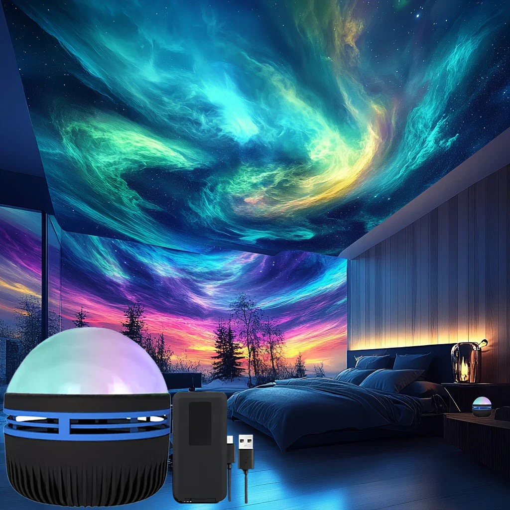LED Northern Lights Projection Lamp Aurora Borealis USB Remote Color-Changing Light - Image 2