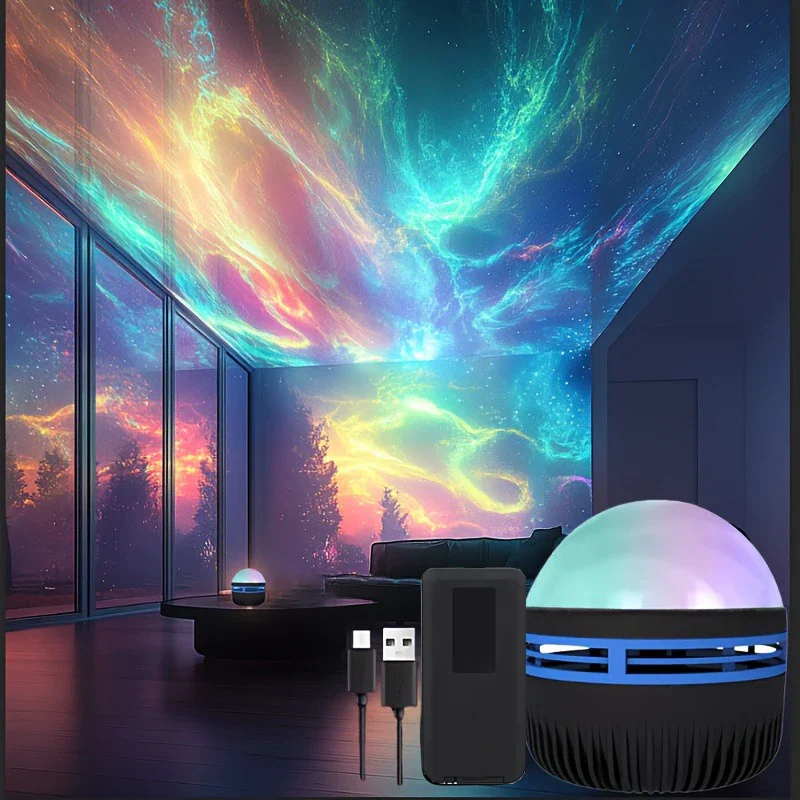 LED Northern Lights Projection Lamp Aurora Borealis USB Remote Color-Changing Light - Image 3