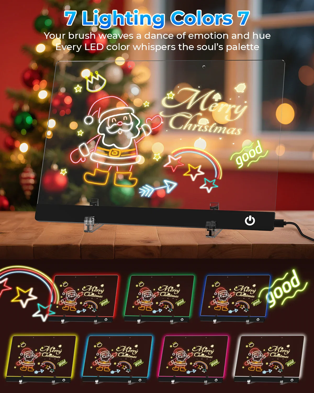 LED Note Board Night Light – 7-Color Acrylic Message & Drawing Board Gift - Image 2