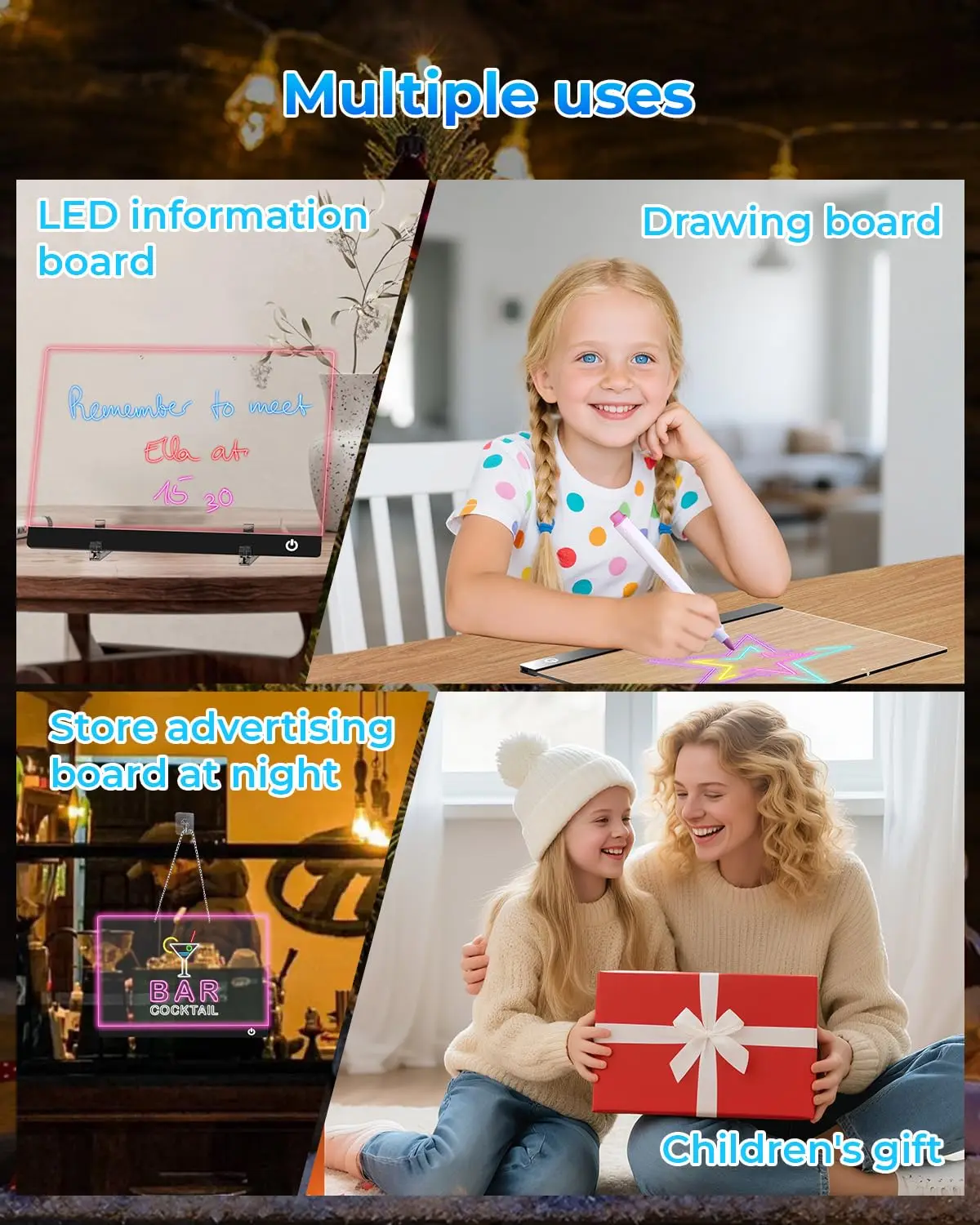 LED Note Board Night Light – 7-Color Acrylic Message & Drawing Board Gift - Image 4