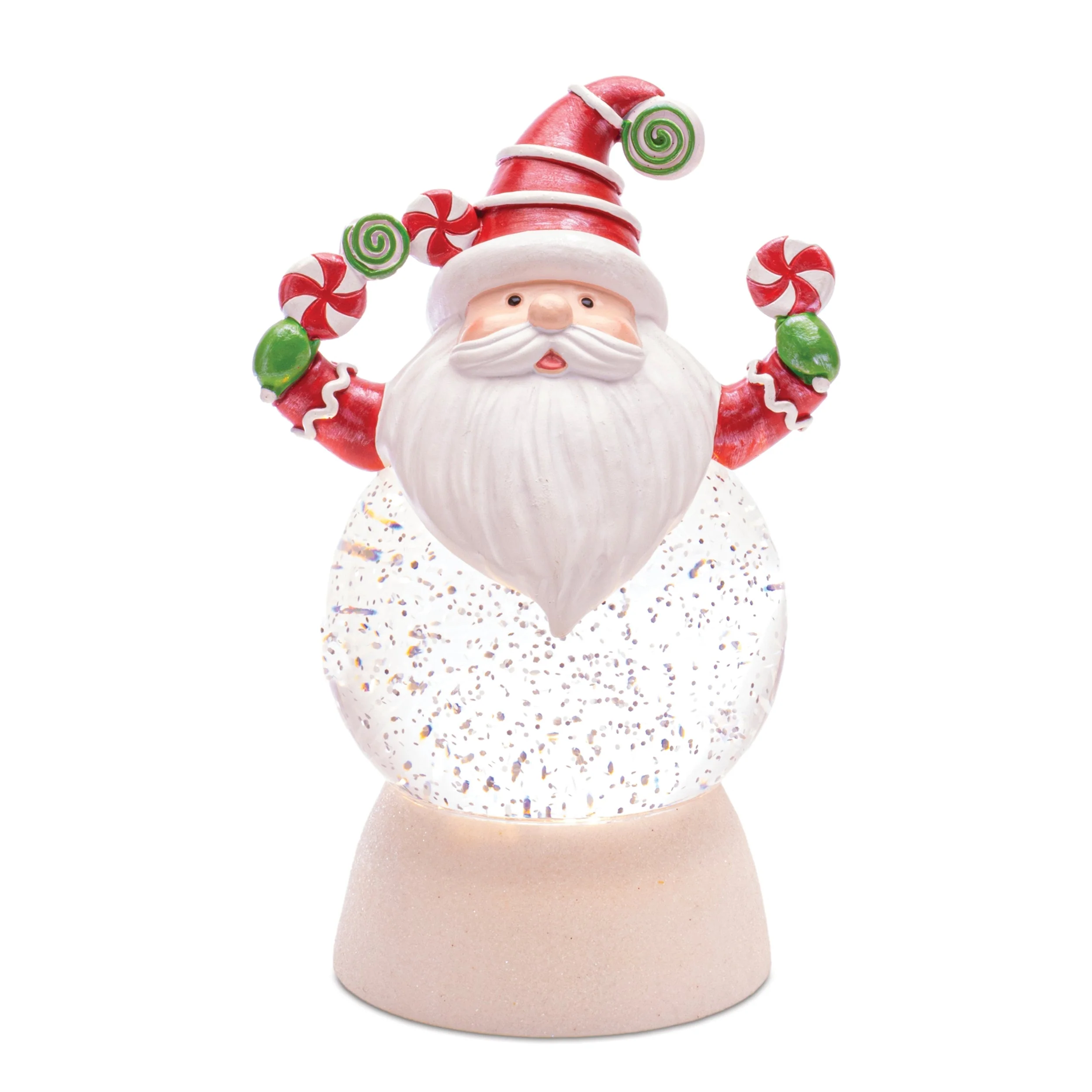 LED Peppermint Santa Snow Globe (Set of 2) - Image 2
