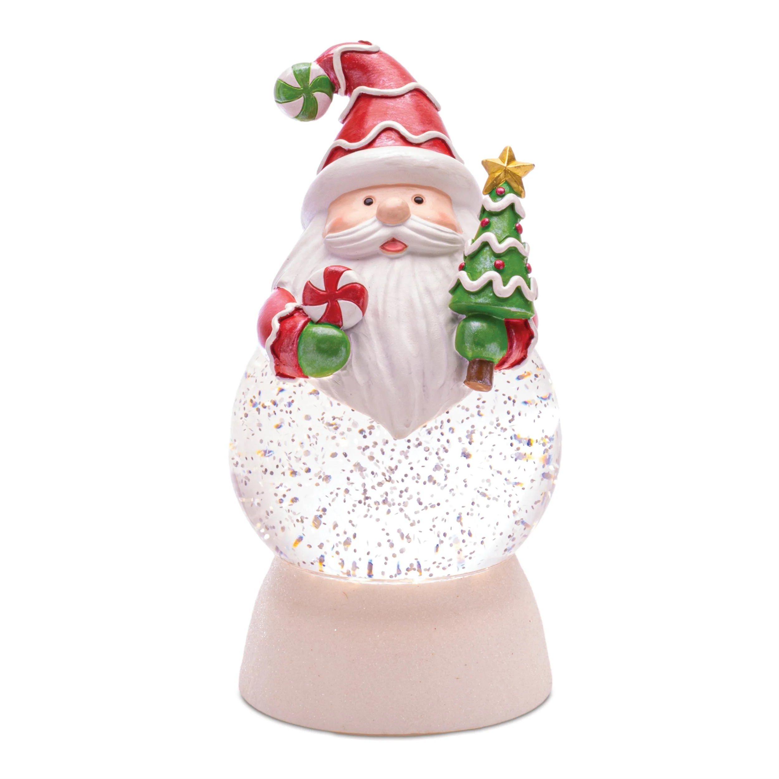 LED Peppermint Santa Snow Globe (Set of 2) - Image 3