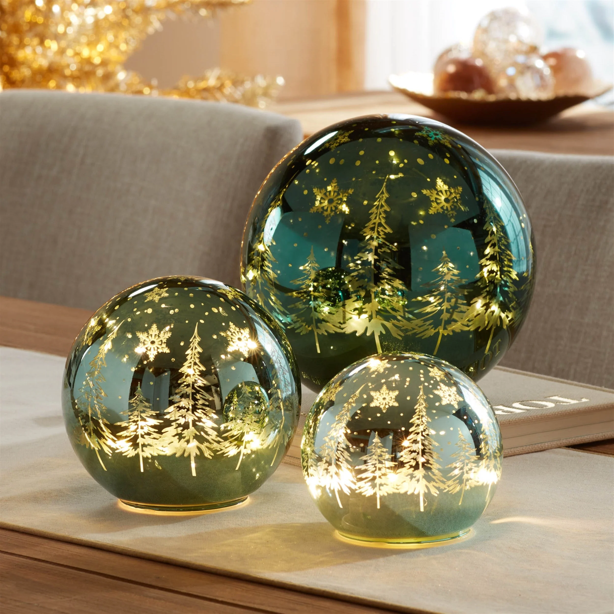 LED Pine Tree Globe (Set of 3) - Image 2