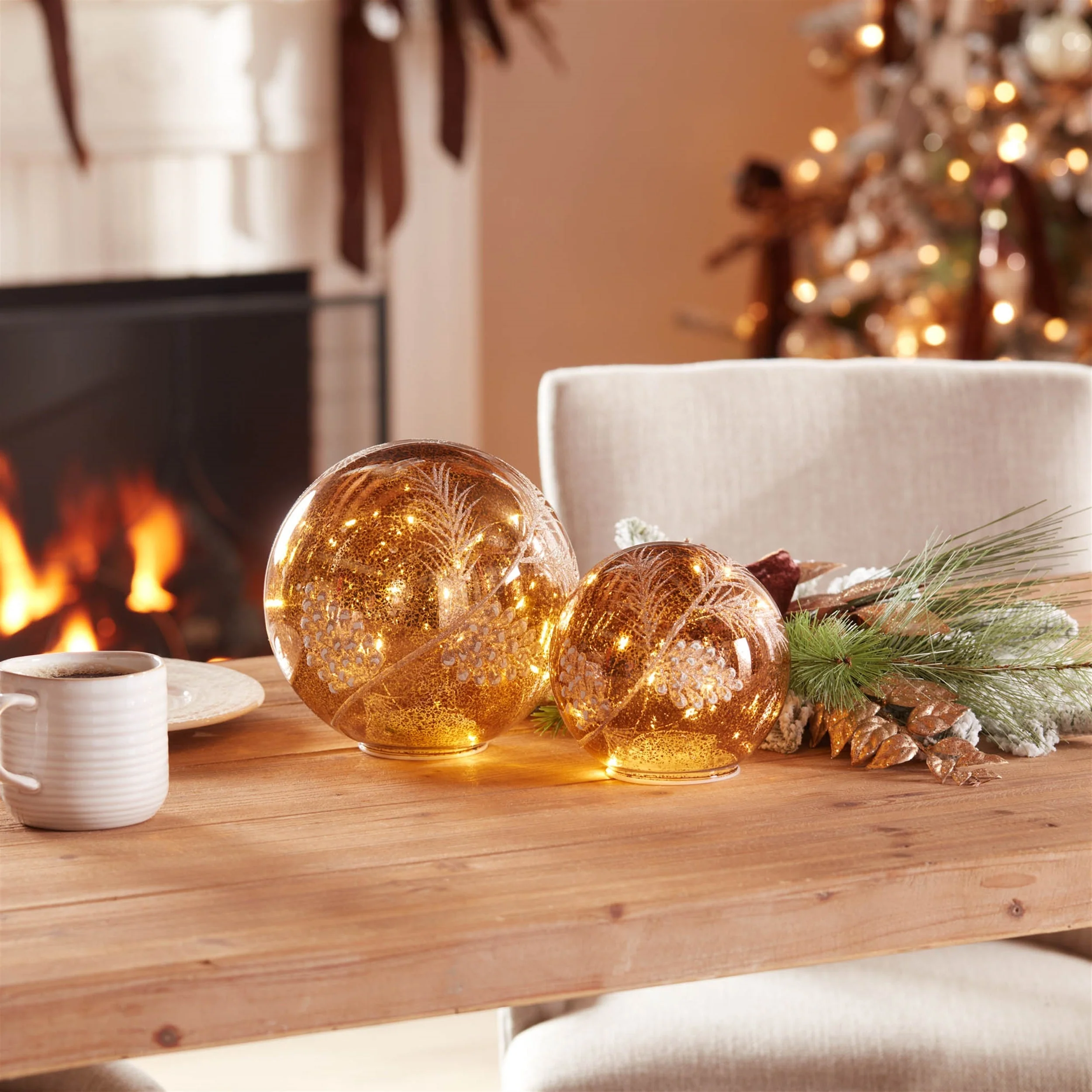 LED Pinecone Globe (Set of 2) - Image 2