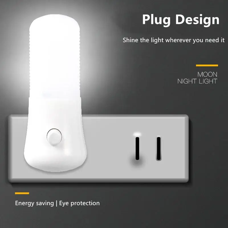LED Plug In Night Light Warm White Wall Lamp for Kids Bedroom Hallway Stairs - Image 3