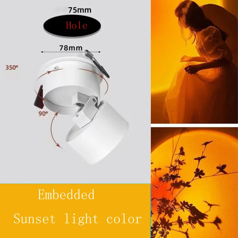 LED Recessed Ceiling Downlight Sunset Projection Rainbow Night Light Bedroom Decor - Image 10