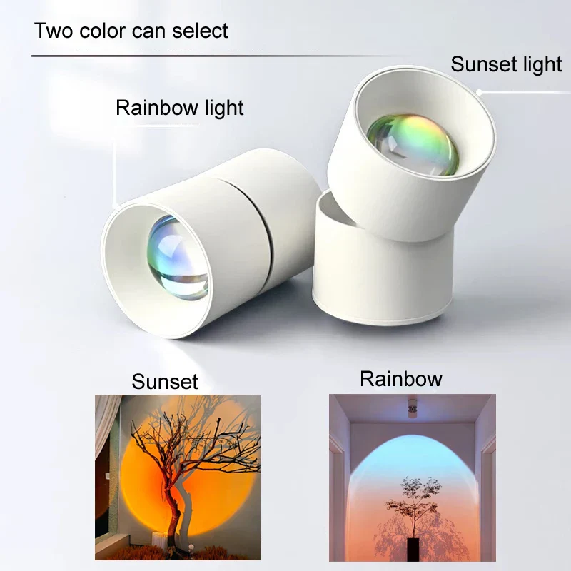 LED Recessed Ceiling Downlight Sunset Projection Rainbow Night Light Bedroom Decor - Image 5