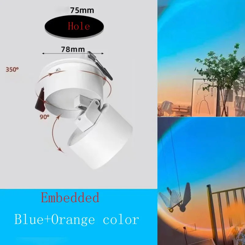 LED Recessed Ceiling Downlight Sunset Projection Rainbow Night Light Bedroom Decor - Image 8