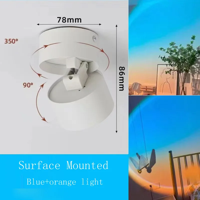 LED Recessed Ceiling Downlight Sunset Projection Rainbow Night Light Bedroom Decor - Image 9