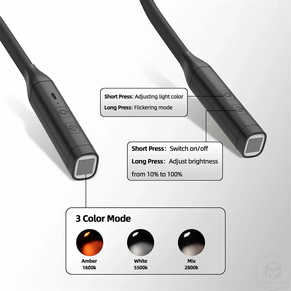 LED Rechargeable Neck Reading Light 3 Color Stepless Dimming Book Light - Image 4