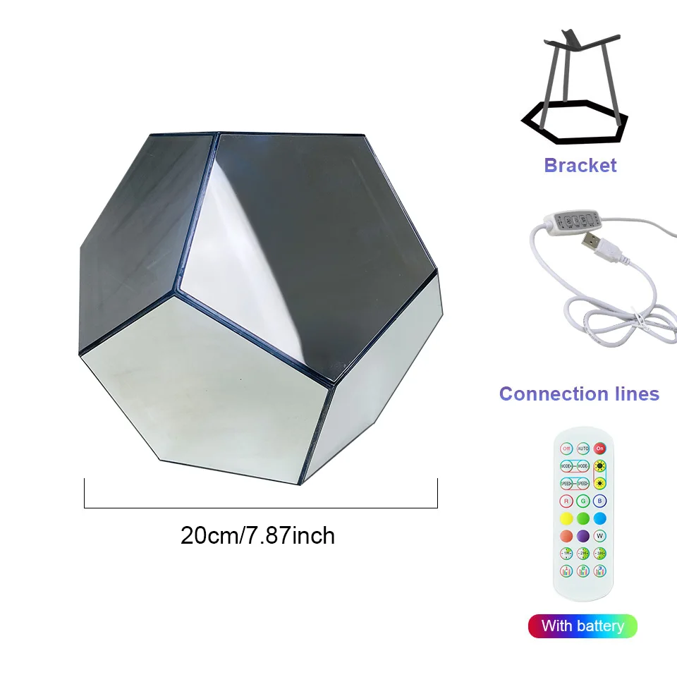 LED RGB Dodecahedron Night Light Geometric Colorful Space Lamp Home Decor Gift - Image 4