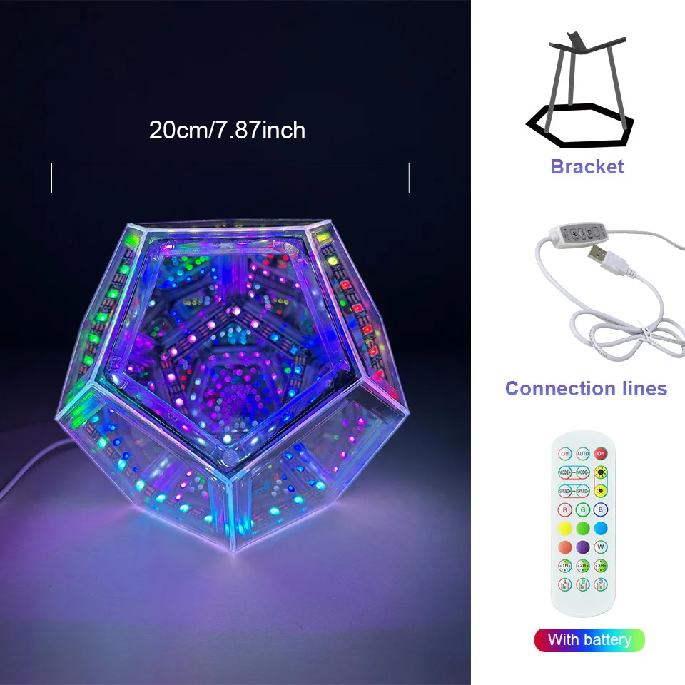 LED RGB Dodecahedron Night Light Geometric Colorful Space Lamp Home Decor Gift - Image 7