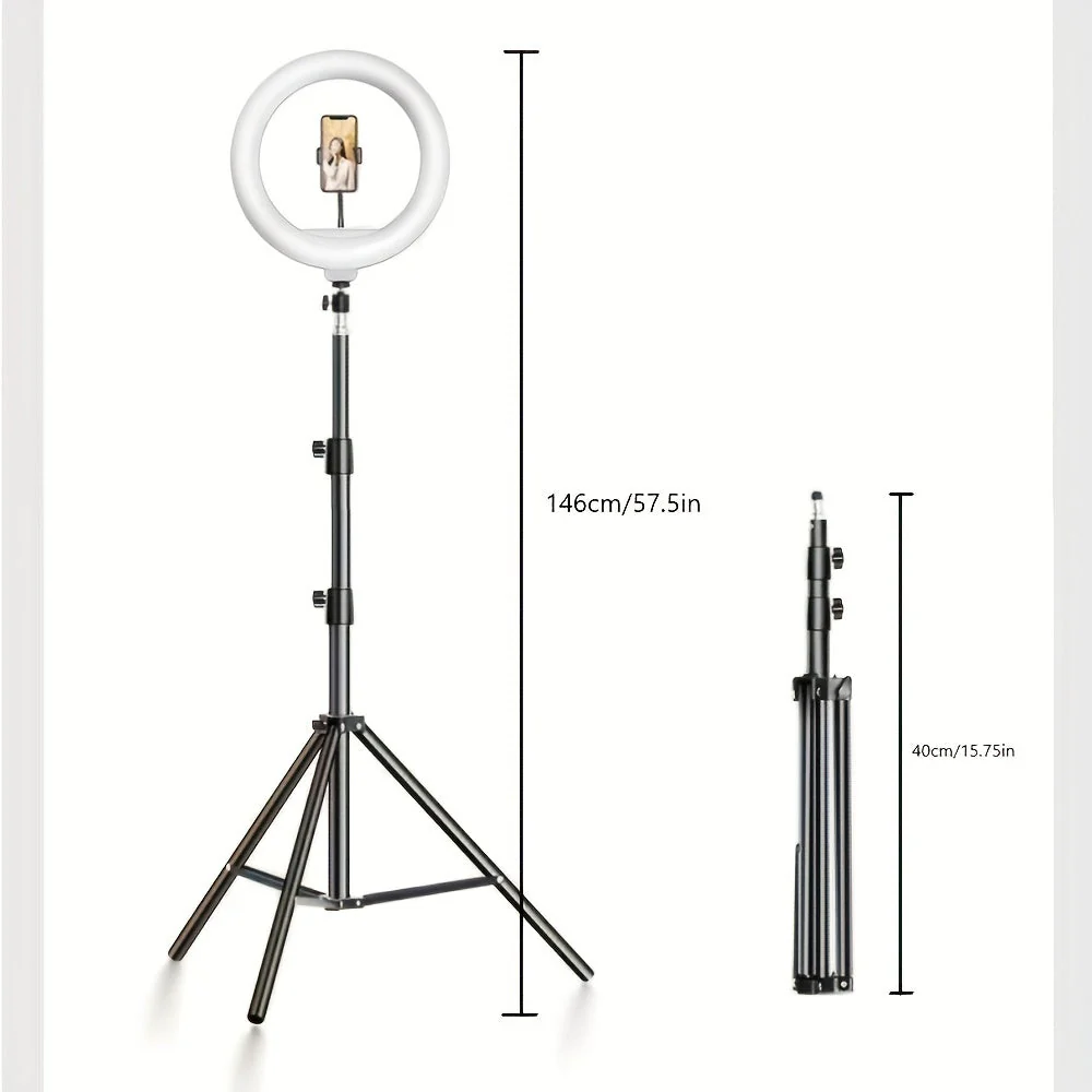 LED Ring Light with Tripod and Phone Holder USB Selfie Video Light 26cm - Image 3