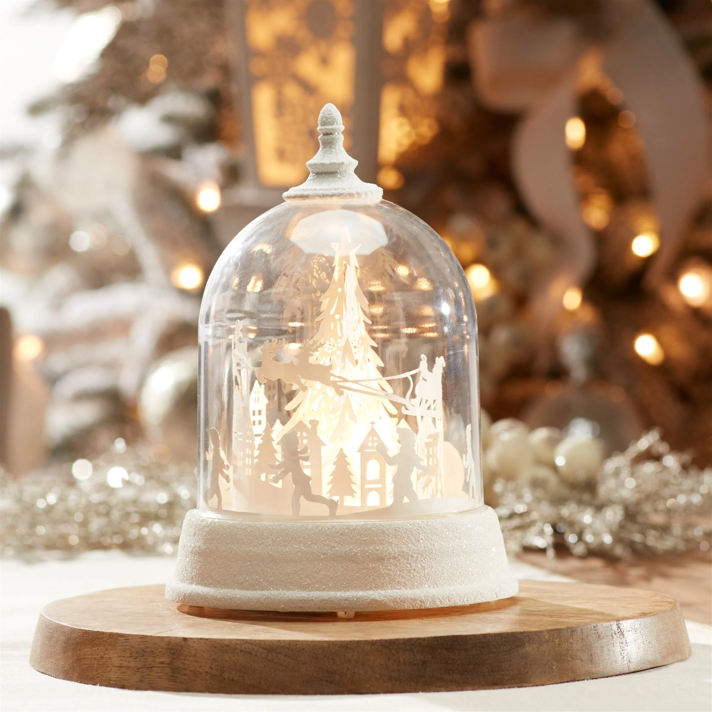 LED Rotating Santa's Sleigh Globe 8.5"H - Image 2