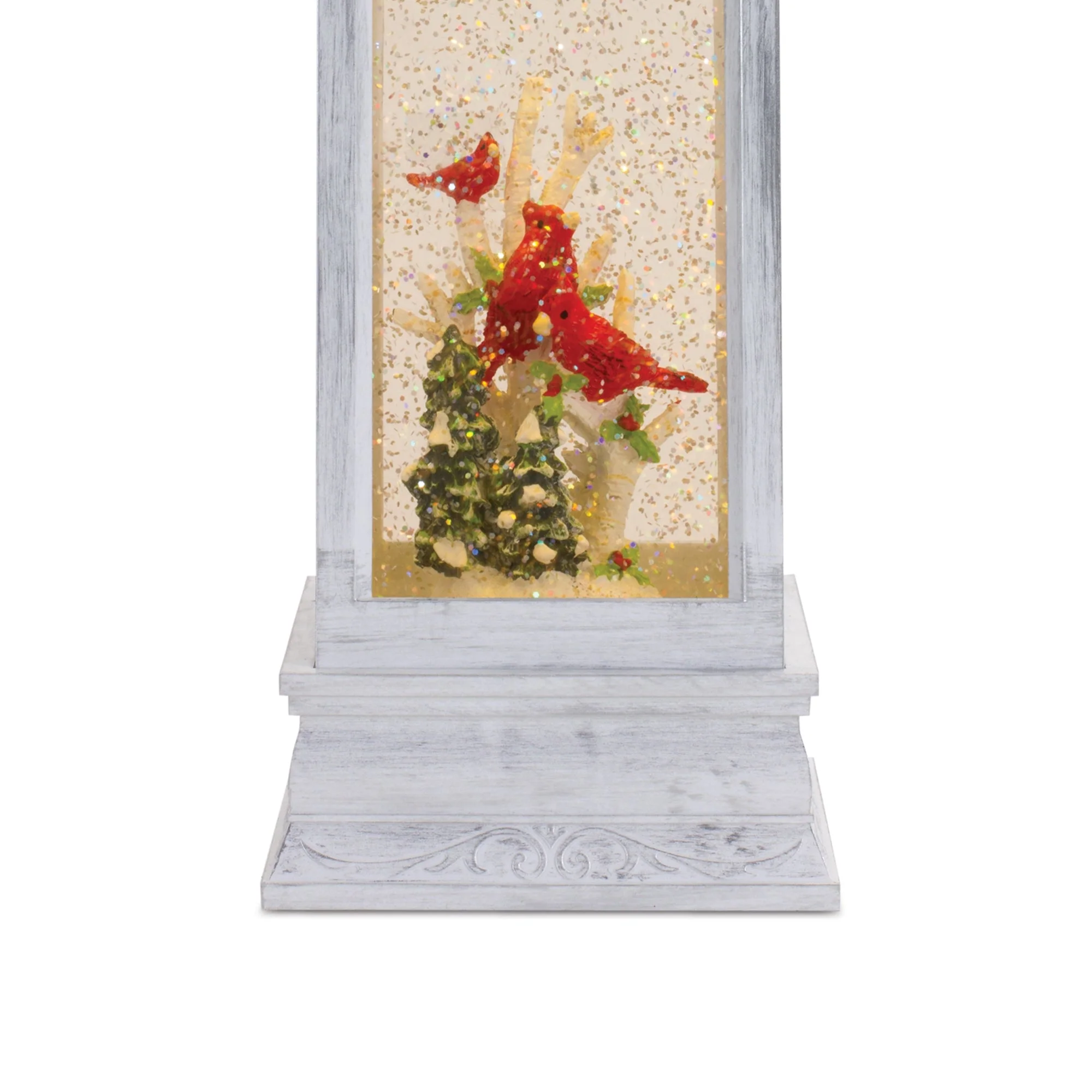 LED Snow Globe Lantern with Cardinal Bird Scene 12.74"H - Image 2
