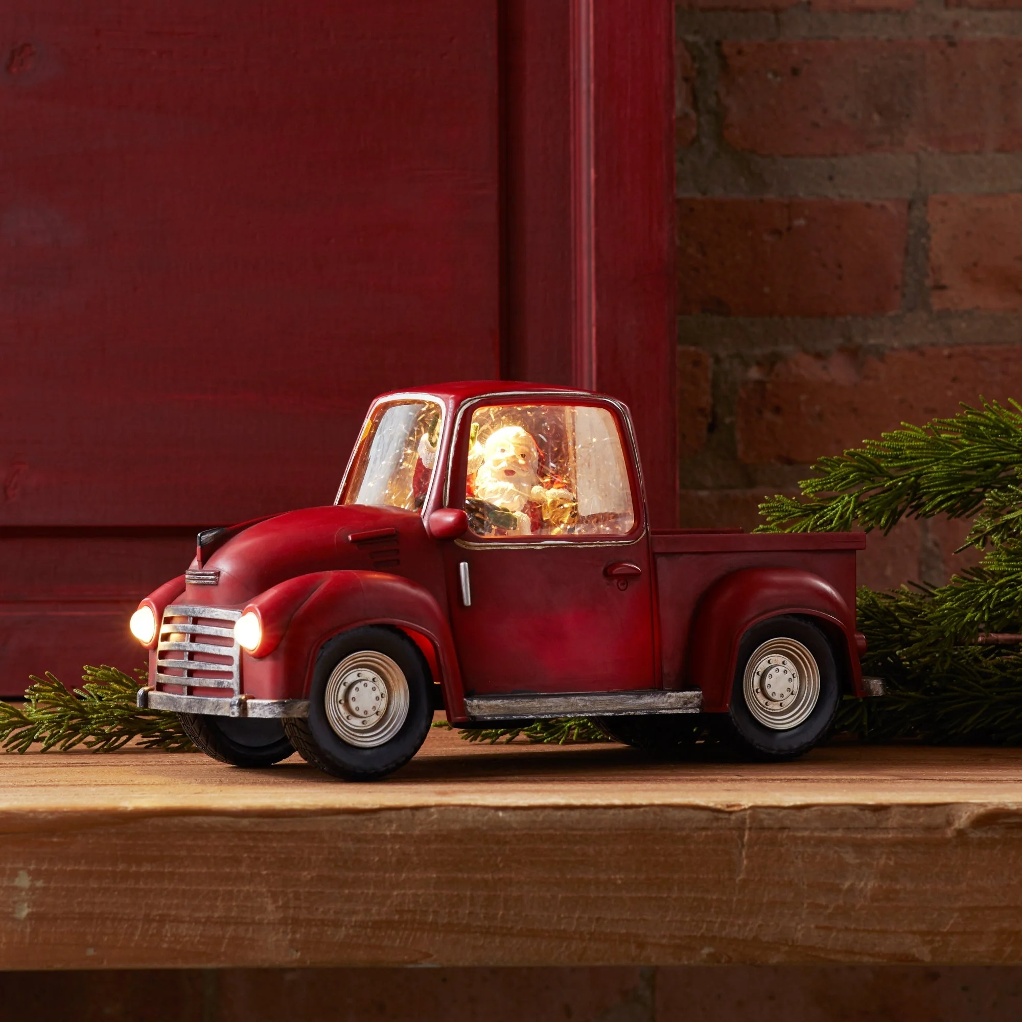 LED Snow Globe Truck with Santa 11.25"L - Image 2