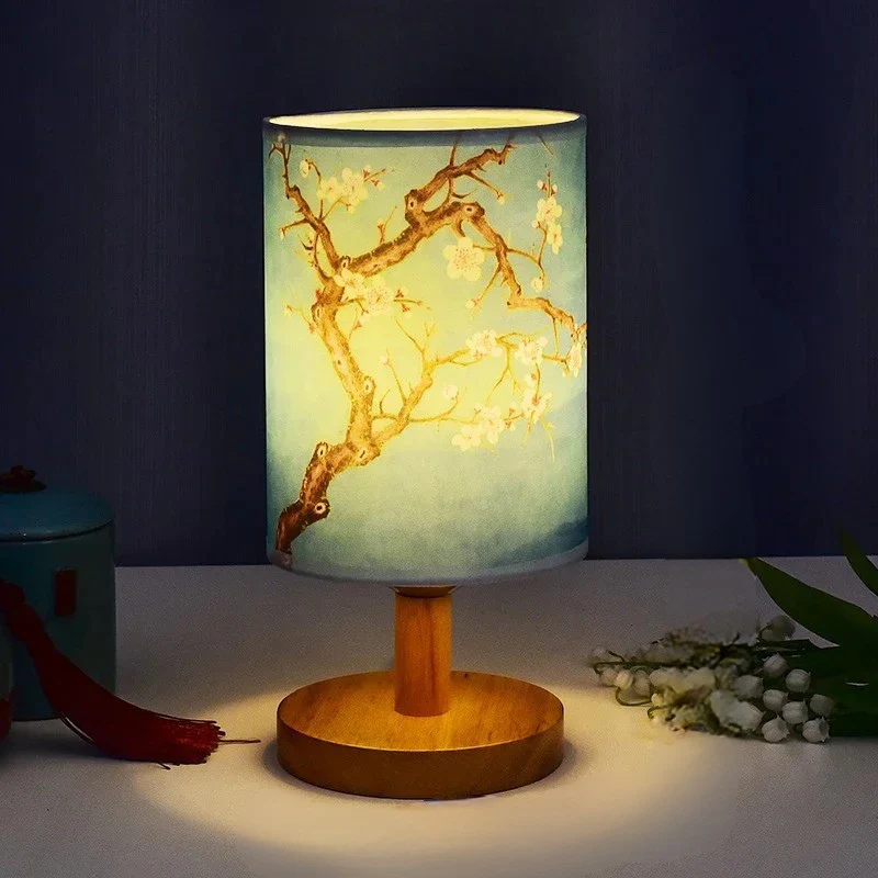 LED Square Table Lamp Dimmable Bedside Light Fabric Shade Chinese Style Decor - Image 13