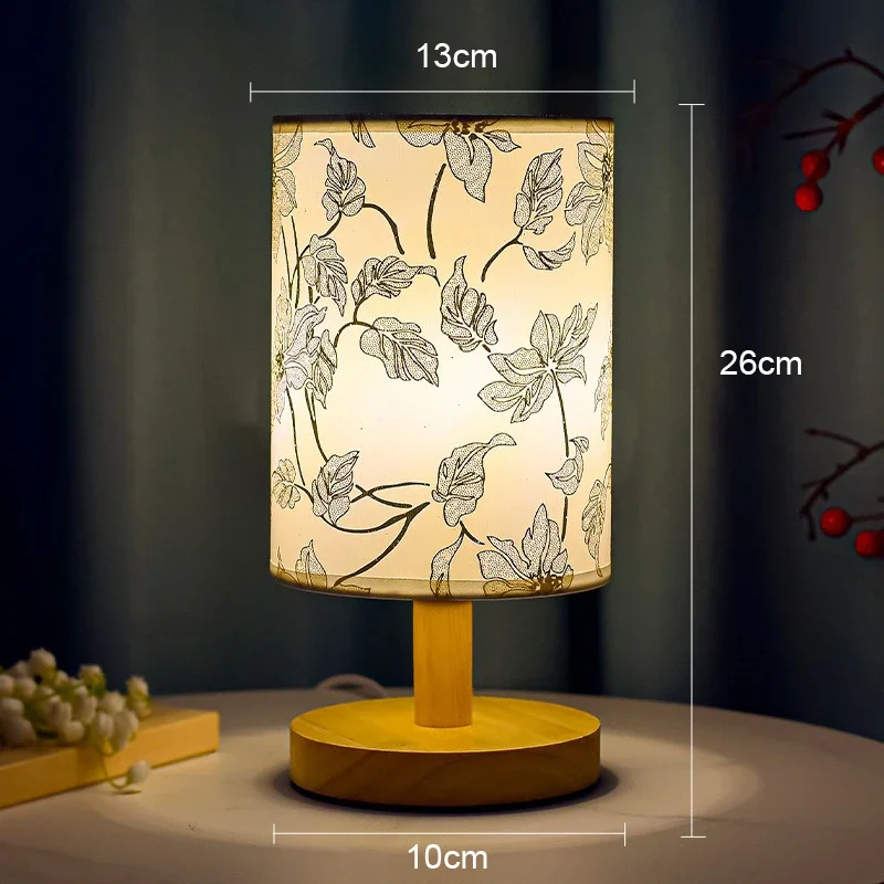 LED Square Table Lamp Dimmable Bedside Light Fabric Shade Chinese Style Decor - Image 7