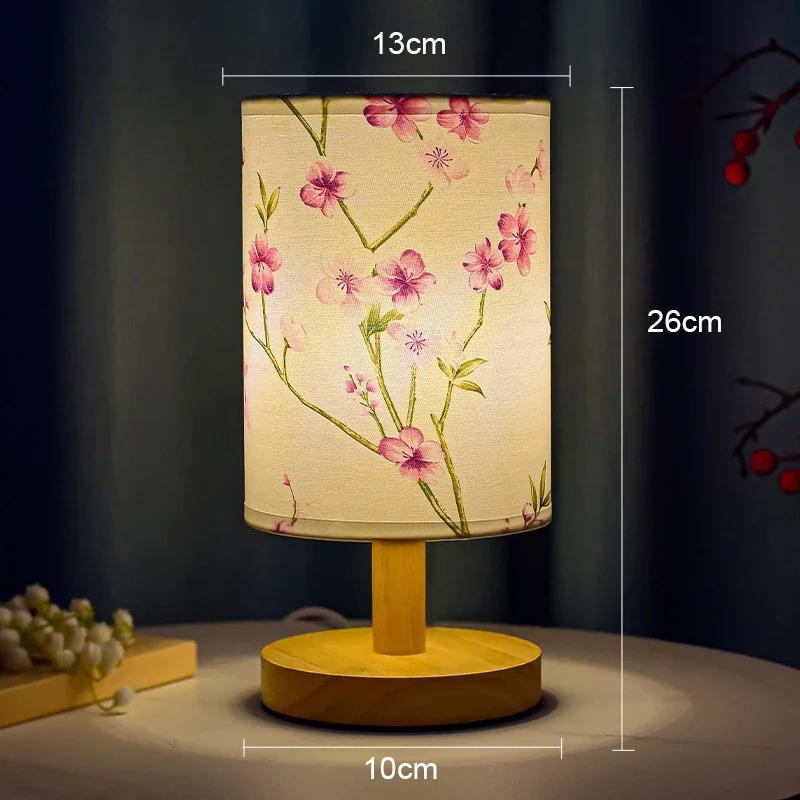LED Square Table Lamp Dimmable Bedside Light Fabric Shade Chinese Style Decor - Image 9
