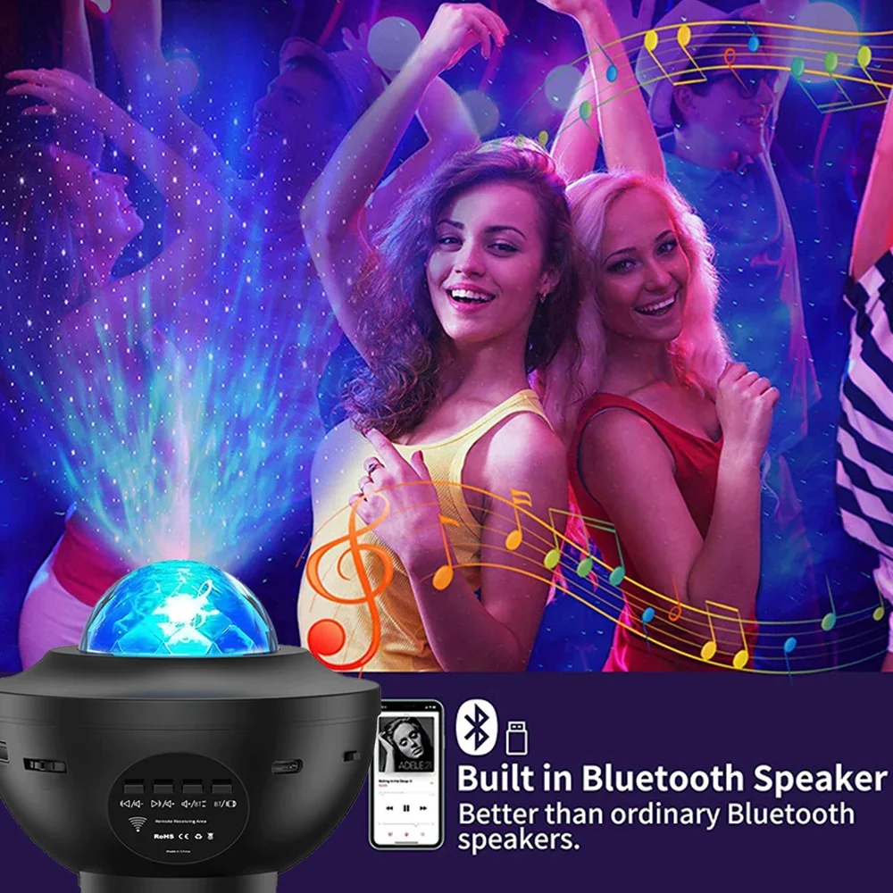 LED Starry Galaxy Projector Night Light Bluetooth Music Colorful Star Lamp Gift - Image 3