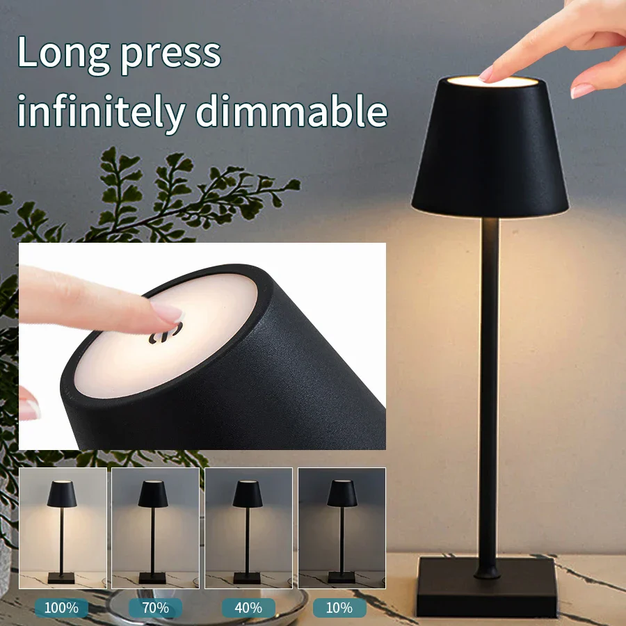 LED Table Lamp 3-Level Dimmable Wireless Touch Desk Lamp USB Rechargeable Night Light - Image 2
